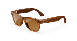 Ray-Ban Meta Wayfarer - Brown Polarized Lens - Shiny Caramel Transparent Frame product photograph