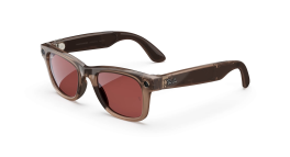 Ray-Ban Meta Wayfarer - Tint to Watermelon Red Transitions Lens - Shiny Warm Stone Transparent Frame product photograph