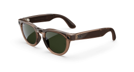 Ray-Ban Meta Headliner - Tint to Dark Green Transitions Lens - Shiny Warm Stone Transparent Frame product photograph