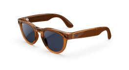 Ray-Ban Meta Headliner - Clear to Sapphire Transitions Lens - Shiny Caramel Transparent Frame product photograph